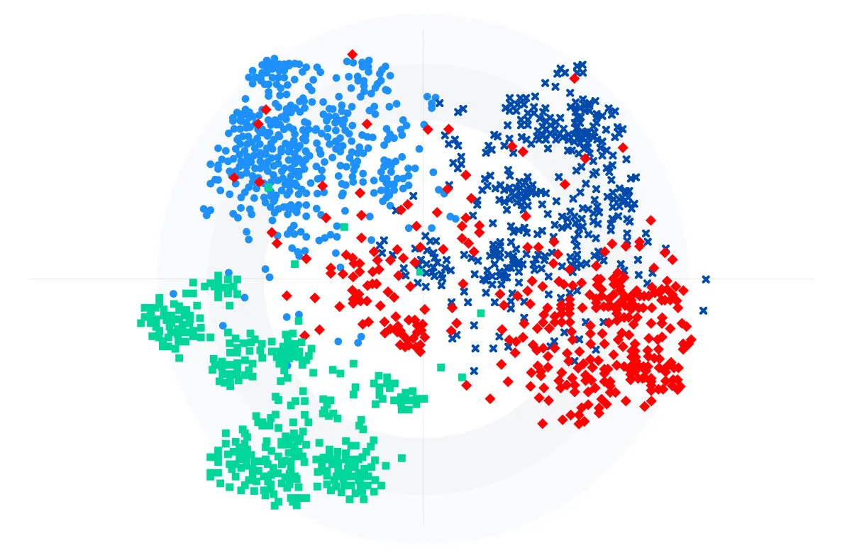 The Claravine grid view listing assets with their AI-generated metadata columns