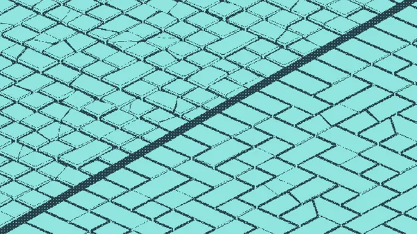 Uniform interlocking diamond tiles, cracked in one corner